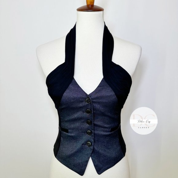 BEBE Halterneck Plunge Waistcoat Top Size XS - Picture 6 of 8